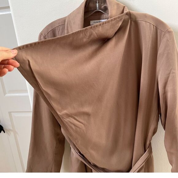 Pure Navy Waterfall Open Front Belted Trench Coat in Portobello Tan M NWOT - Picture 7 of 14